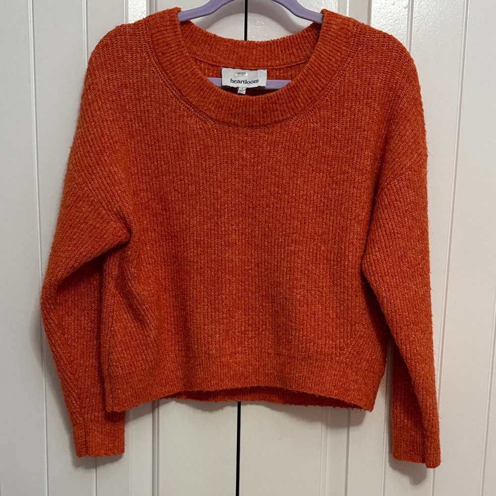 Heartloom Vibrant Orange Crew Neck Sweater